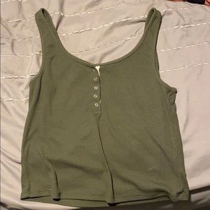 Heart Hips Olive Green Ribbed Henley Tank